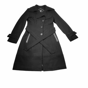 Vintage Black Trench Coat with Tailored Fit and Notched Lapel